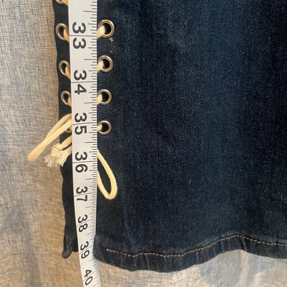 SHEIN ICON Women's Criss Cross Strap High Waist Flared Bottom Jeans - Picture 7 of 15